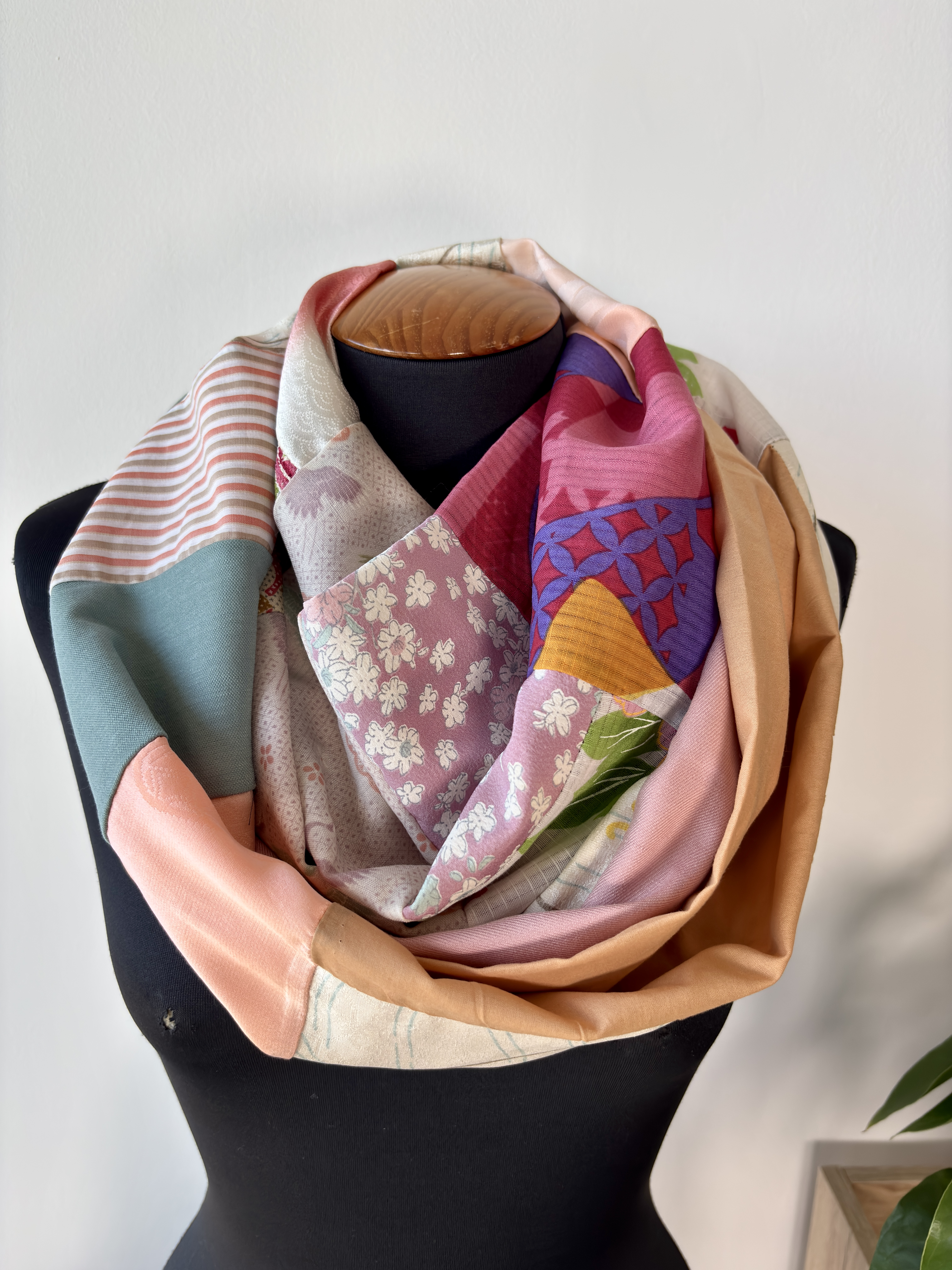 Patchwork kimono  Silk Scarf