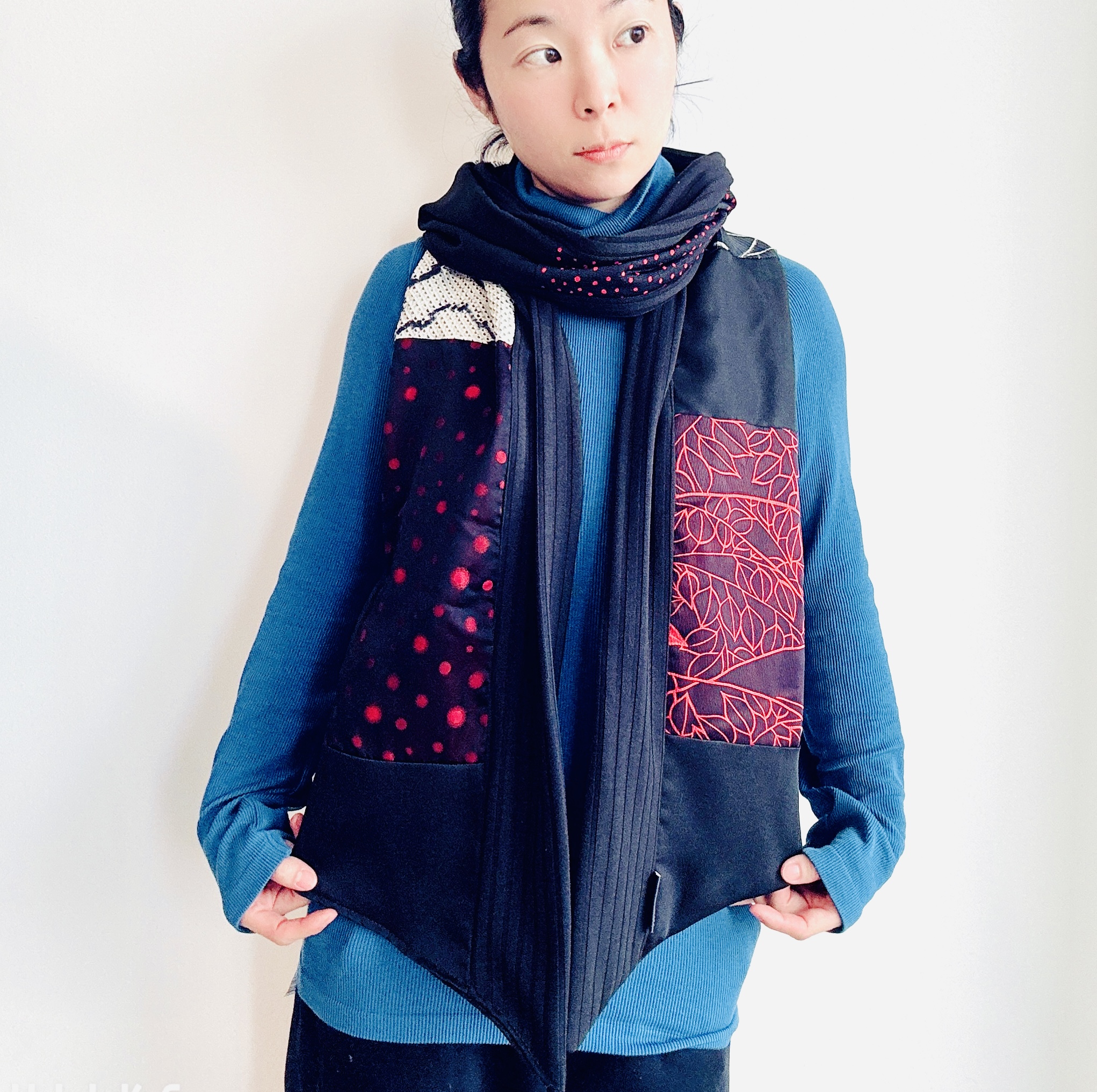 Patterned  kimono Patchwork Scarf