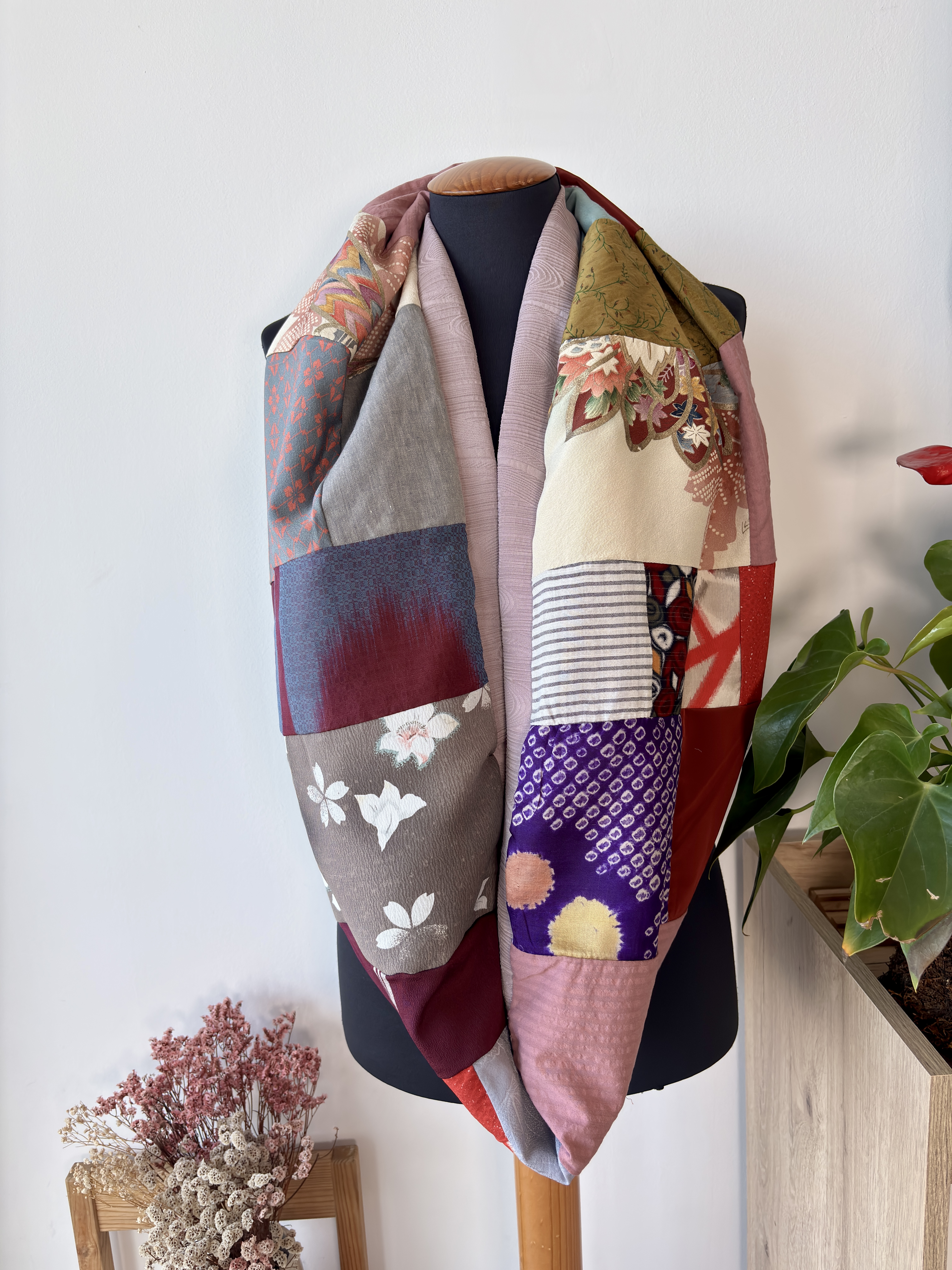 Patchwork  kimono Infinity Scarf