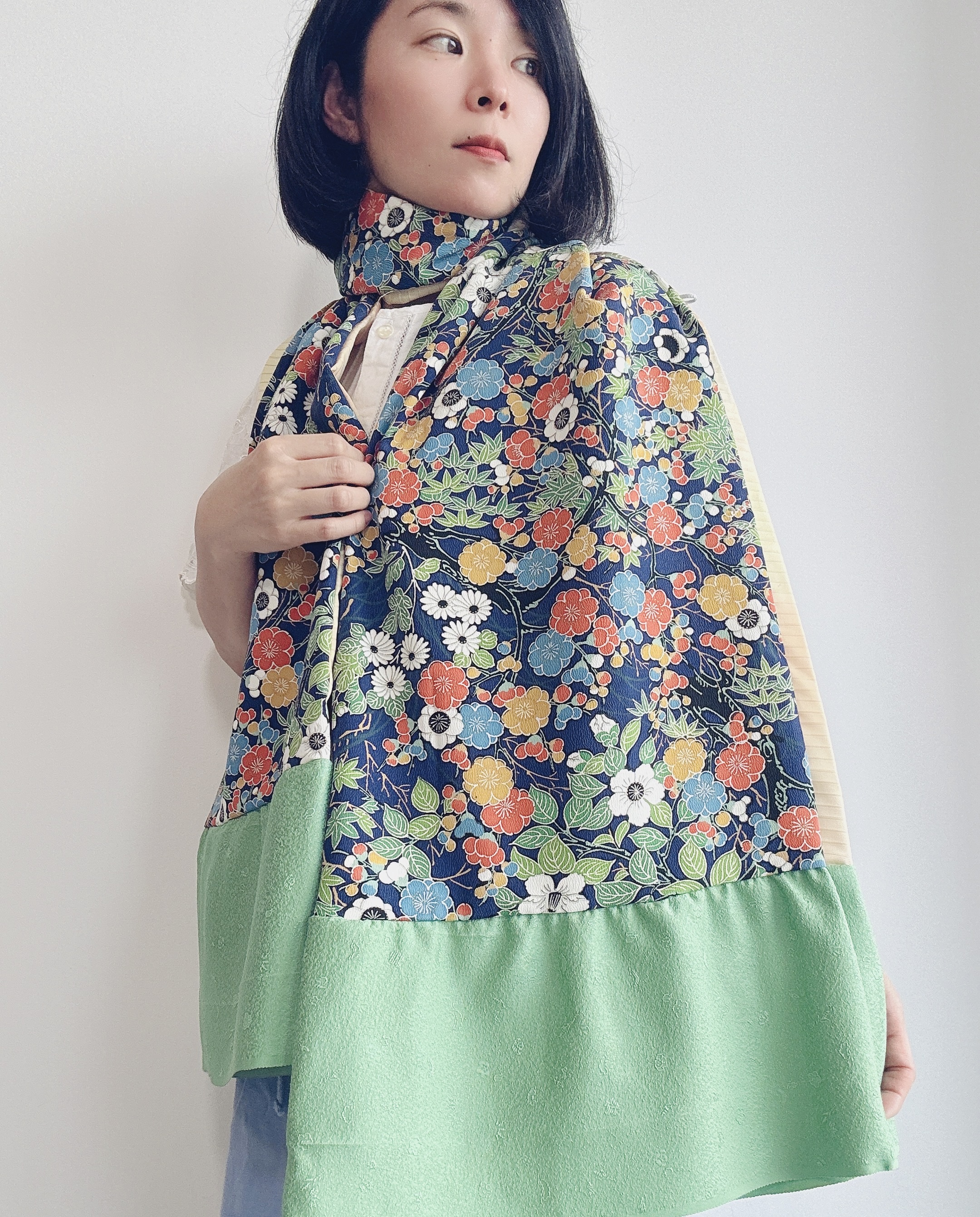 Floral silk kimono Scarf