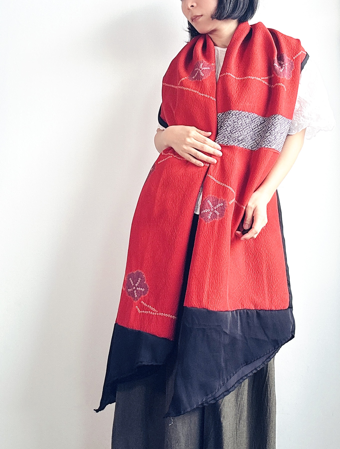 Red Floral Handwoven Scarf