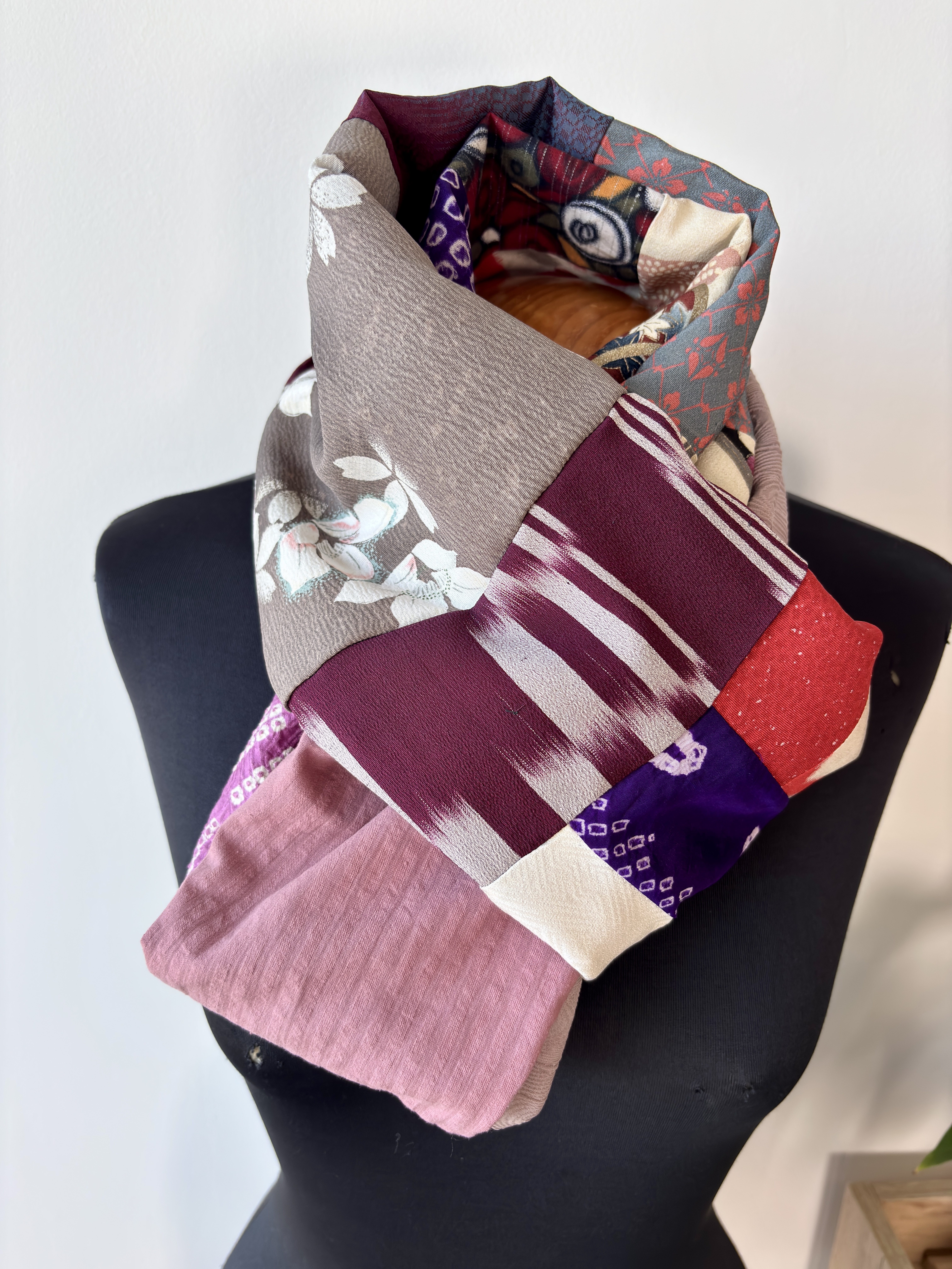 Patchwork  kimono Infinity Scarf