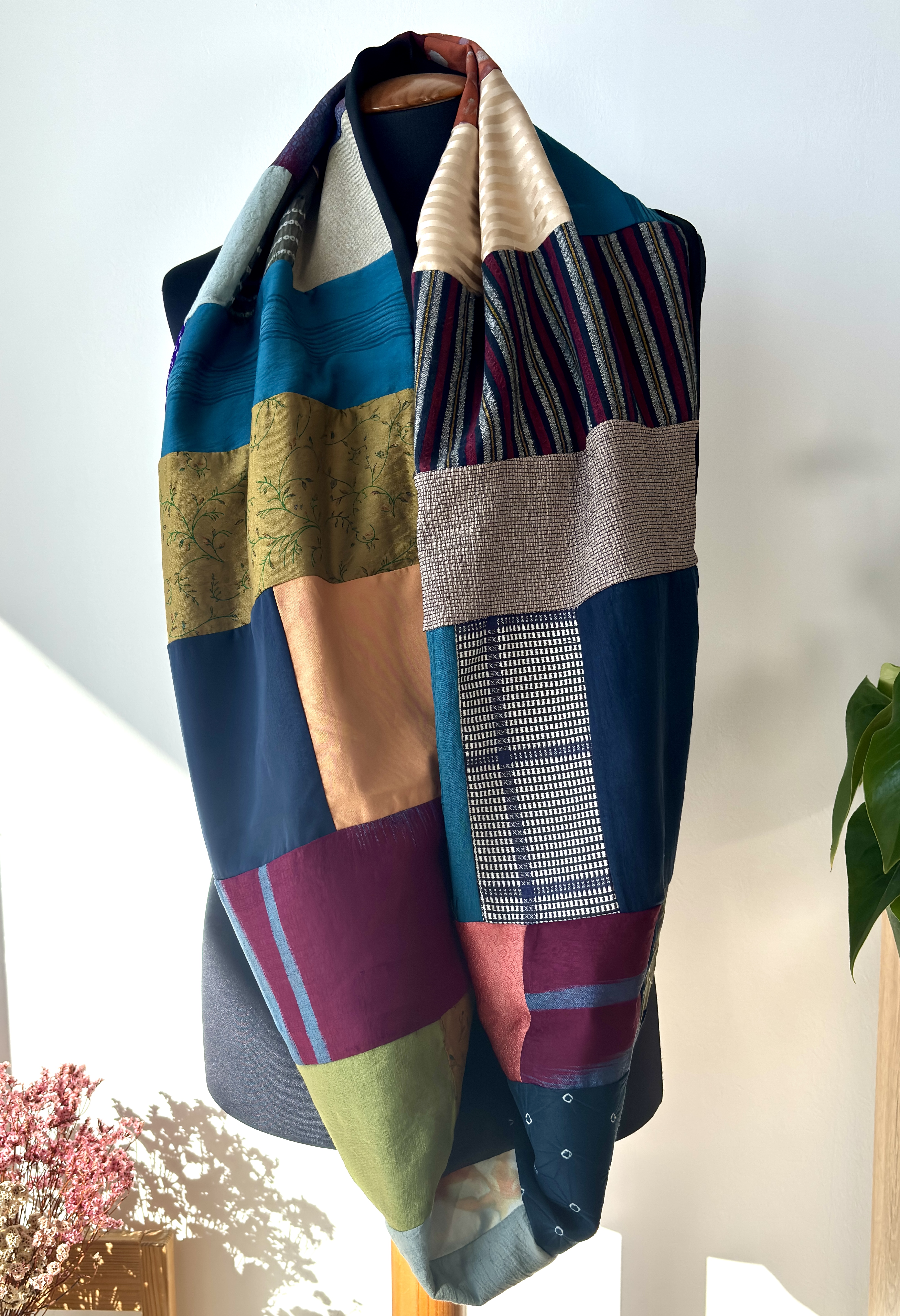 Kimono Fabric Patchwork Scarf S1