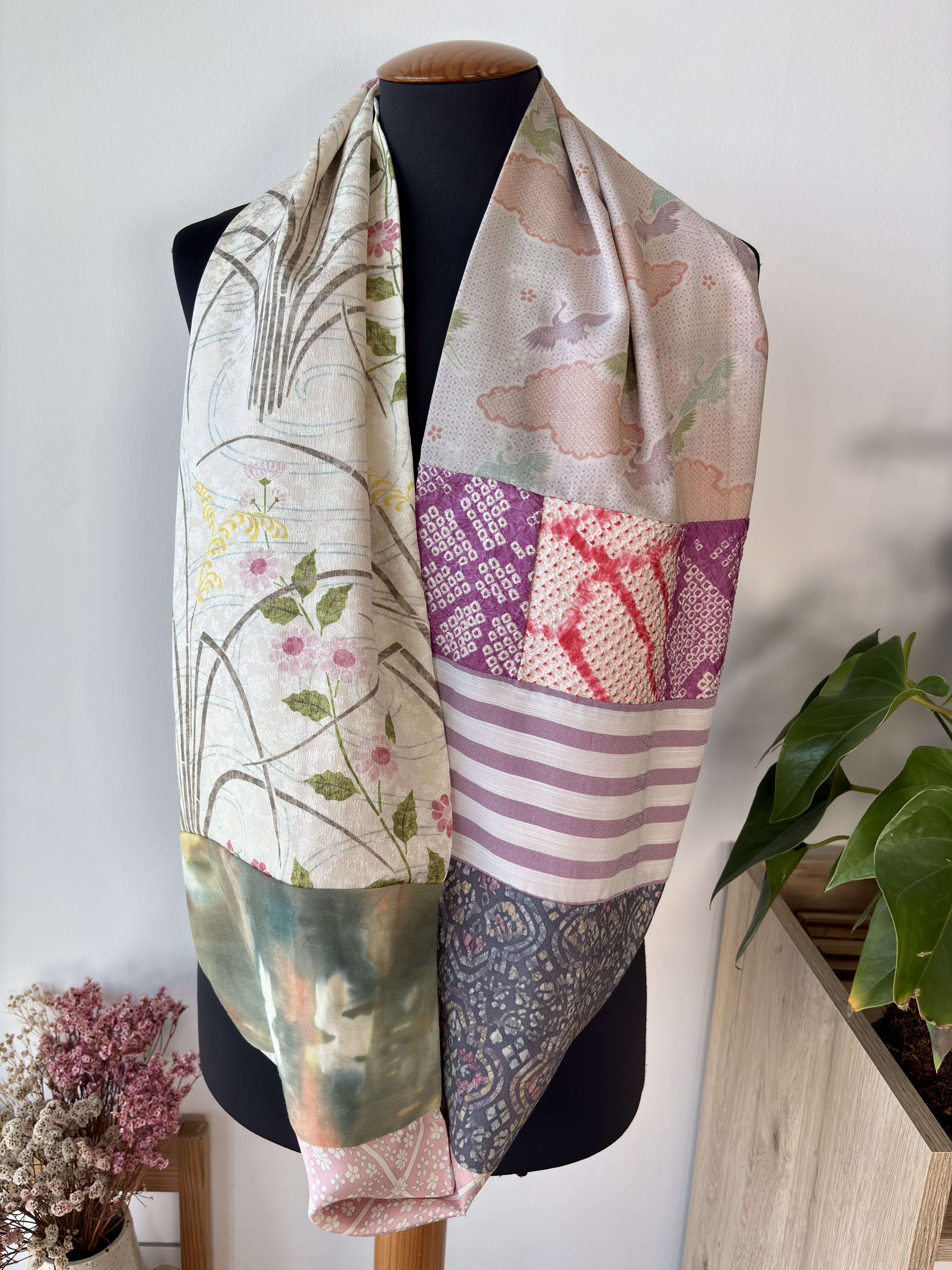 Patchwork kimono Silk Scarf