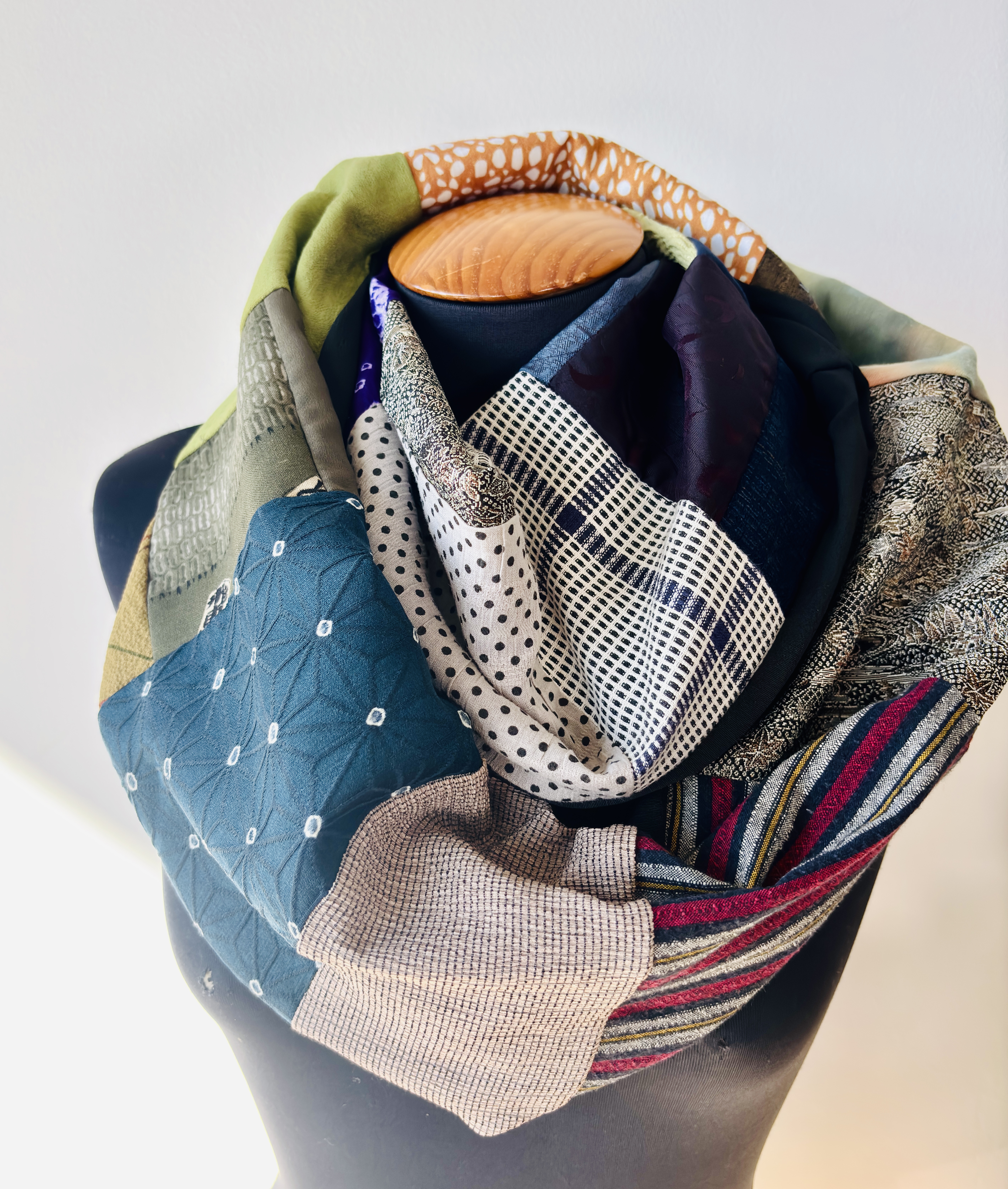 Kimono Fabric Patchwork Scarf C2