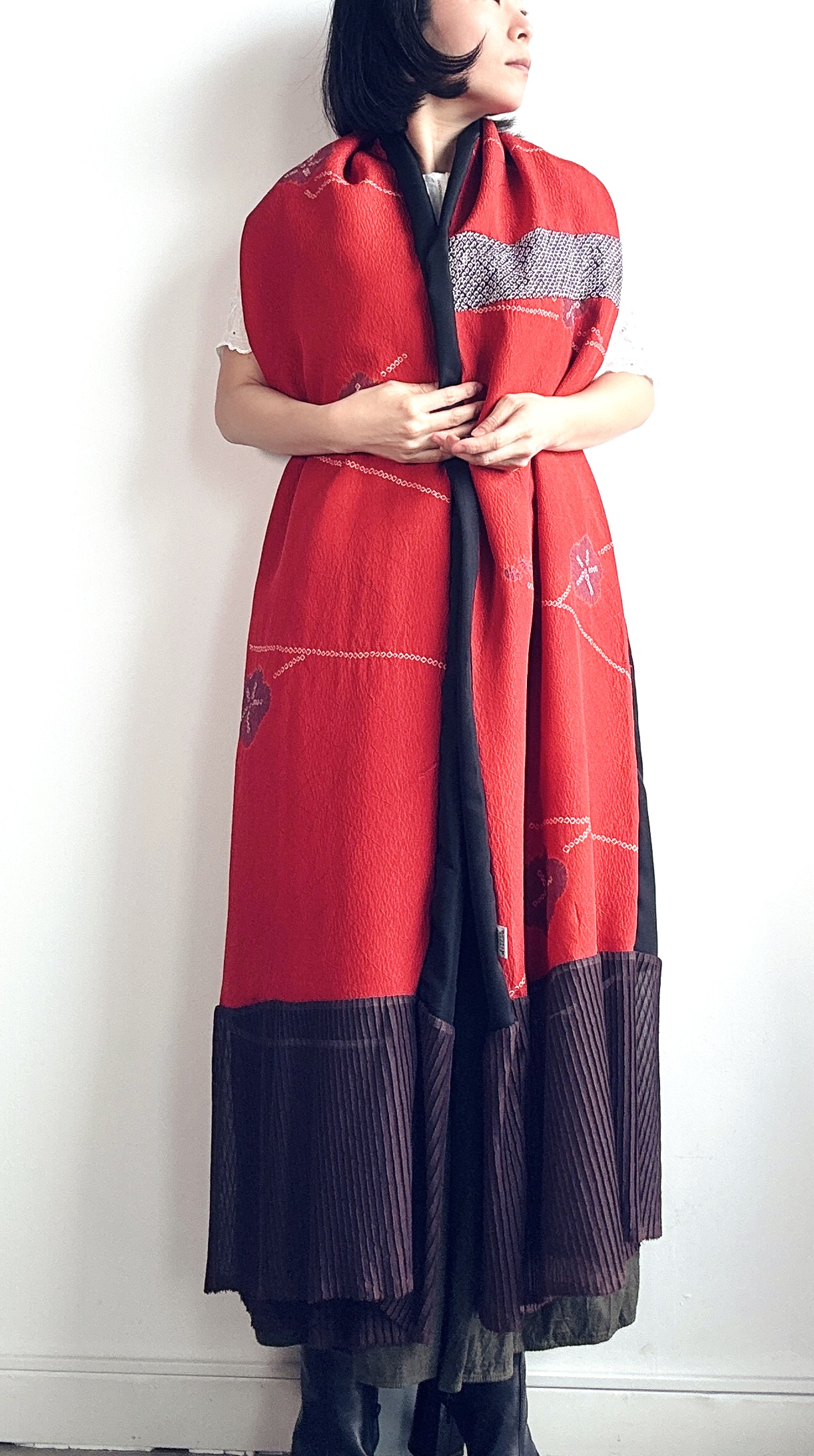 Red Oversized shibori Shawl