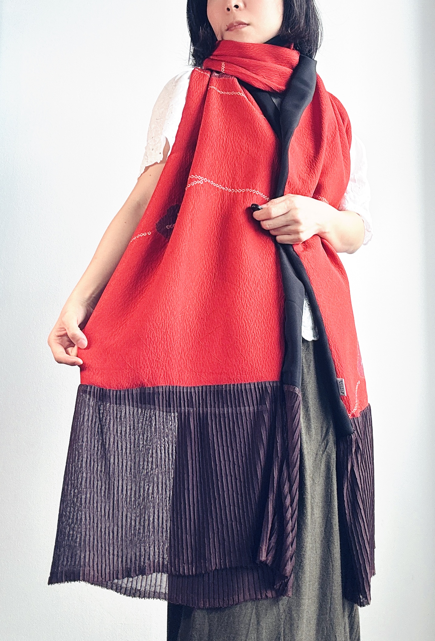 Red Oversized shibori Shawl