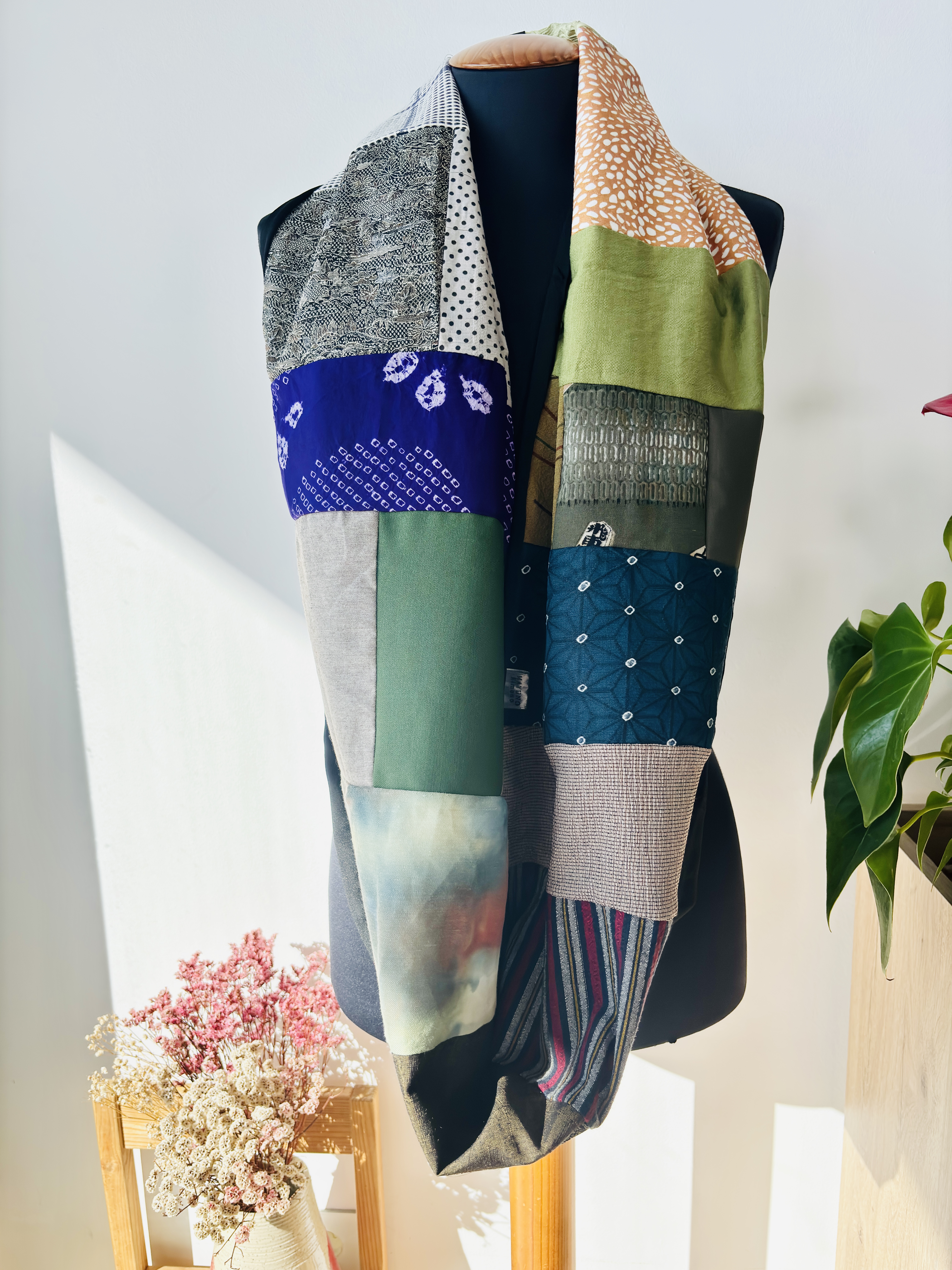 Kimono Fabric Patchwork Scarf C2