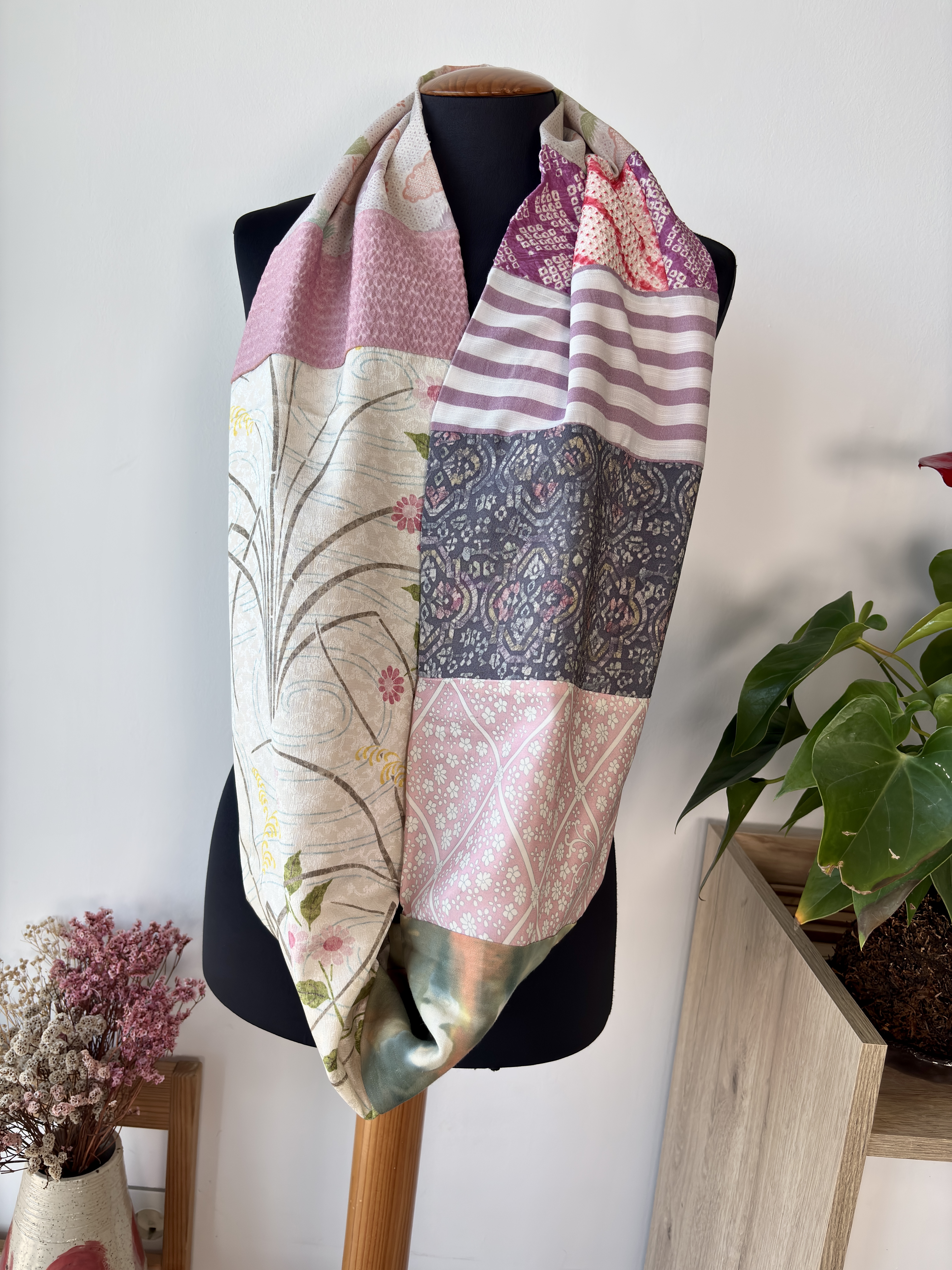 Patchwork kimono Silk Scarf