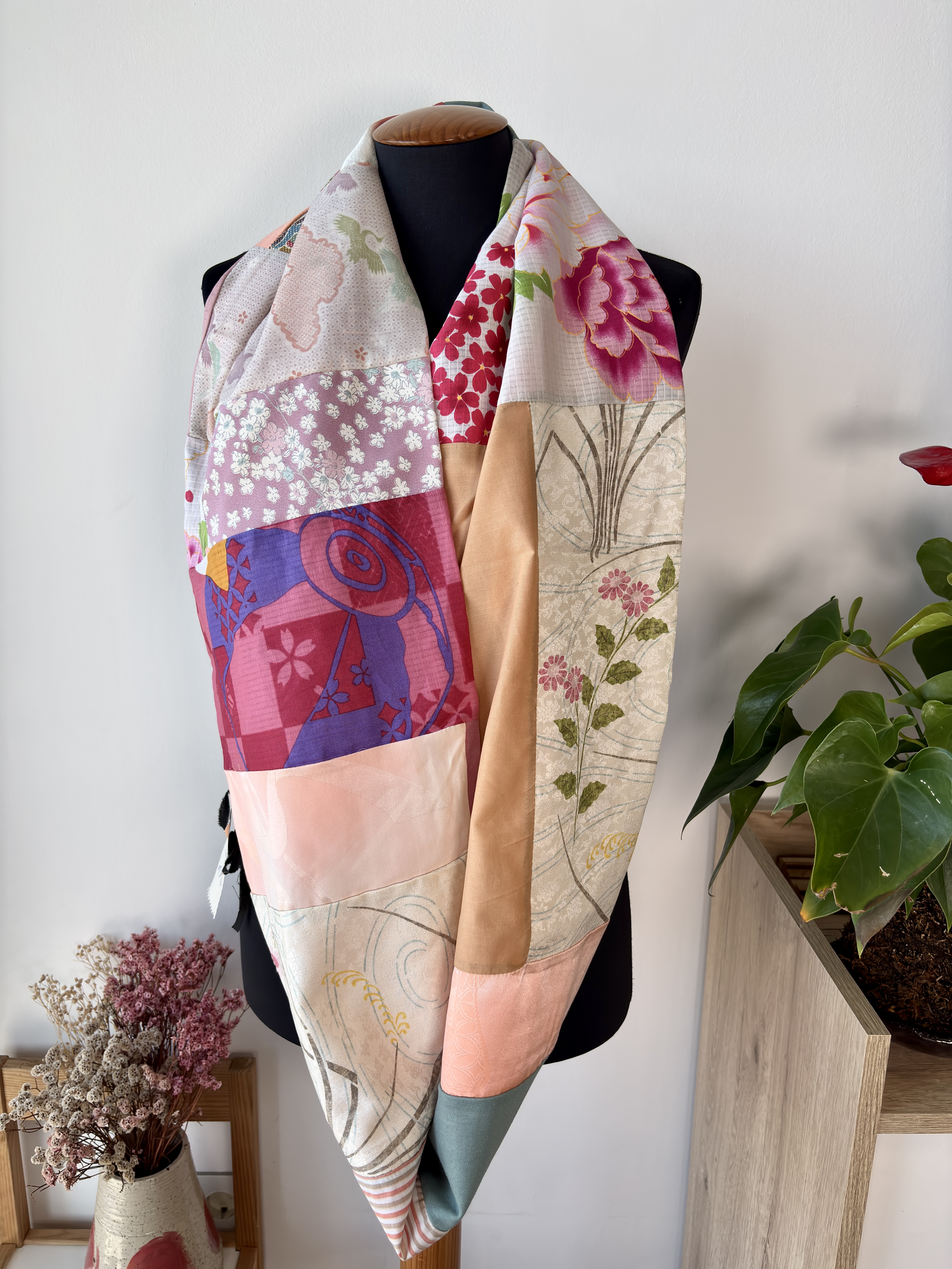 Patchwork kimono  Silk Scarf