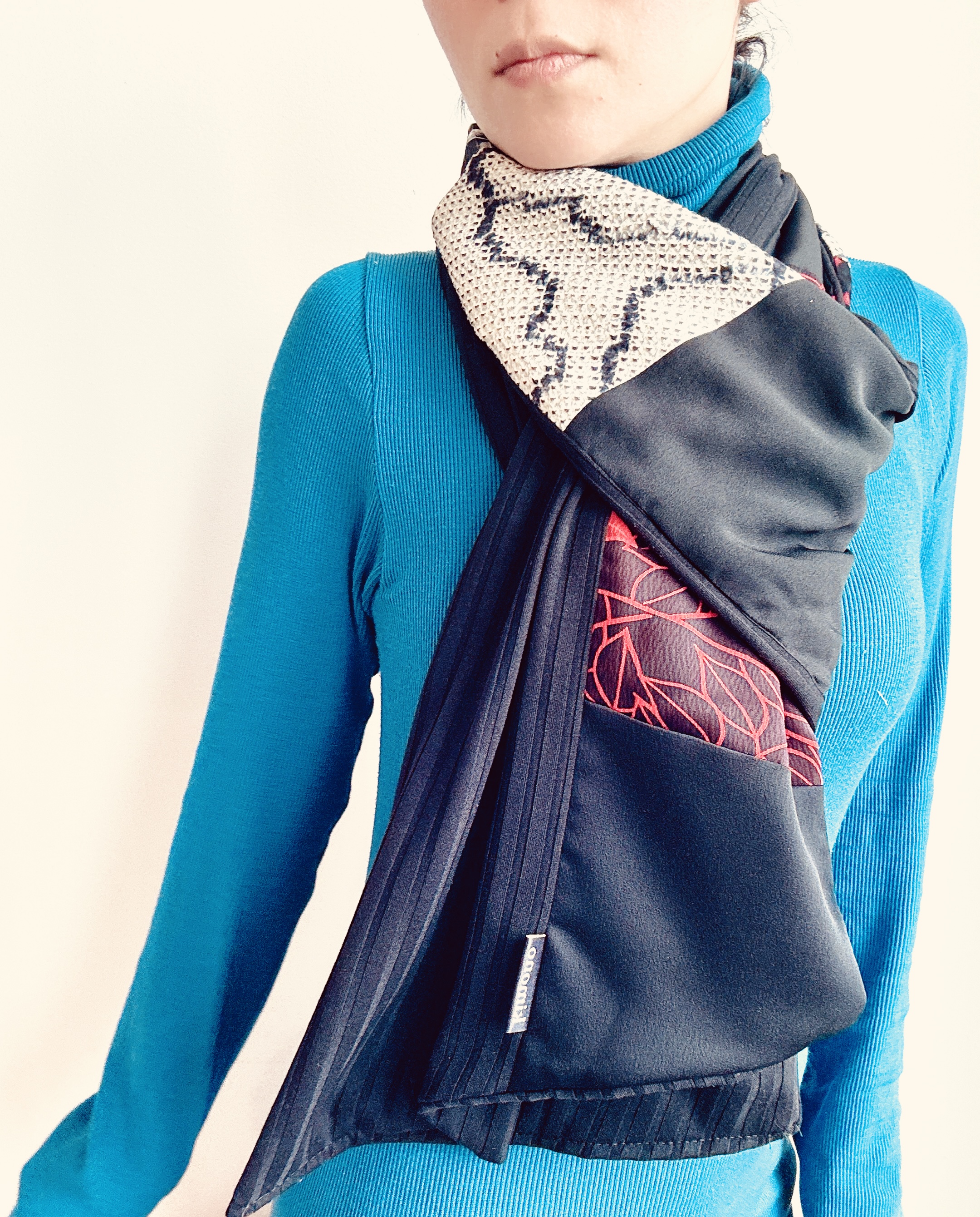 Patterned kimono Patchwork Scarf