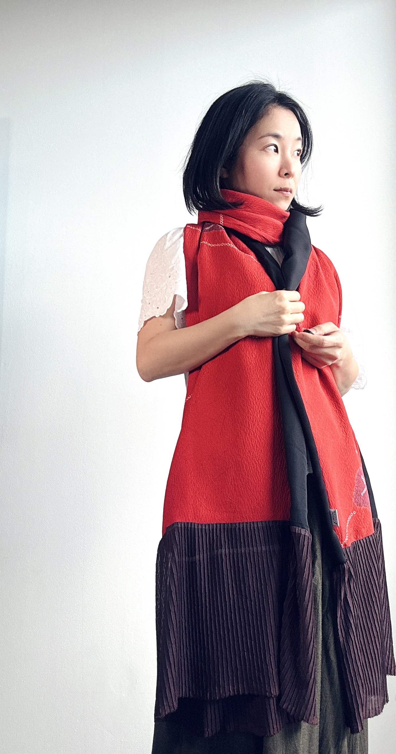 Red Oversized shibori Shawl