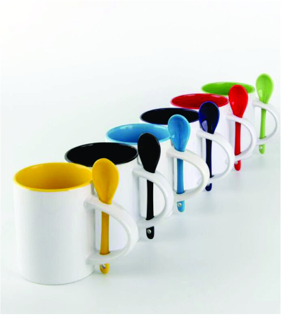 Colorful Ceramic Mug and Spoon Set