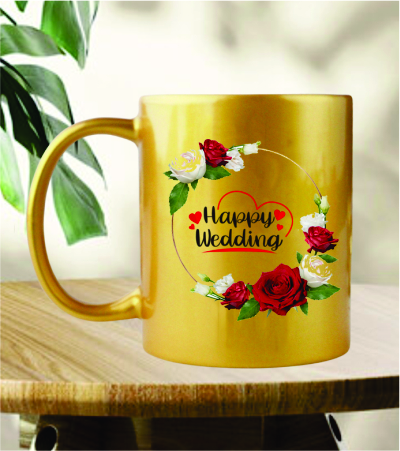 Happy Wedding Gold Mug