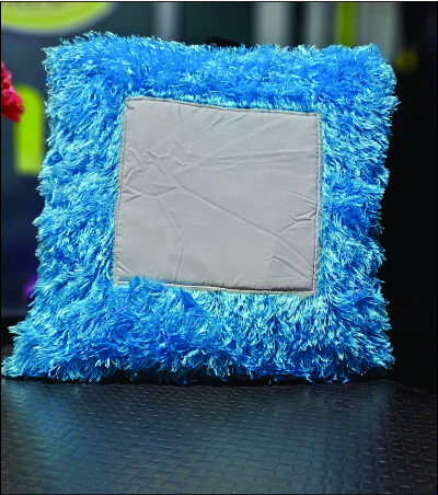 Blue Shaggy Photo Pillow
