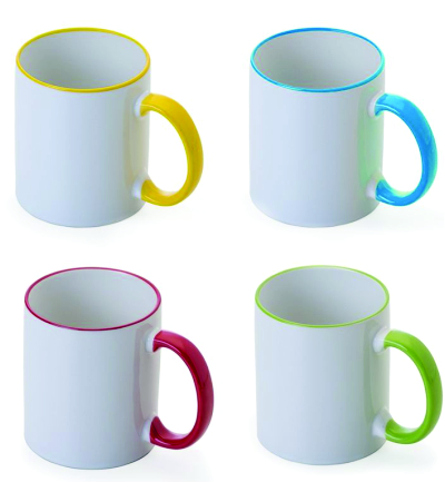 Colored Rim & Handle Coffee Mugs