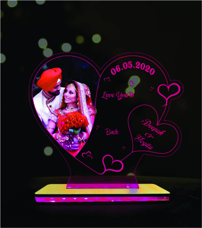 Personalized Heart-Shaped LED Photo Frame