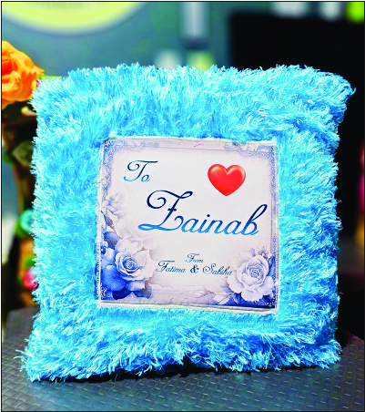 Personalized Blue Furry Cushion