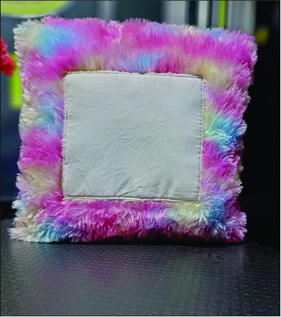 Rainbow Fur Cushion