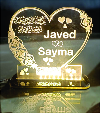 Personalized Heart LED Acrylic Showpiece