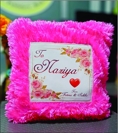 Personalized Pink Fur Cushion