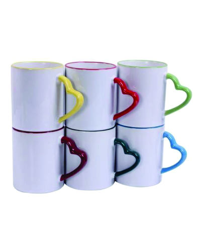 Colorful Heart Handle Mugs 
