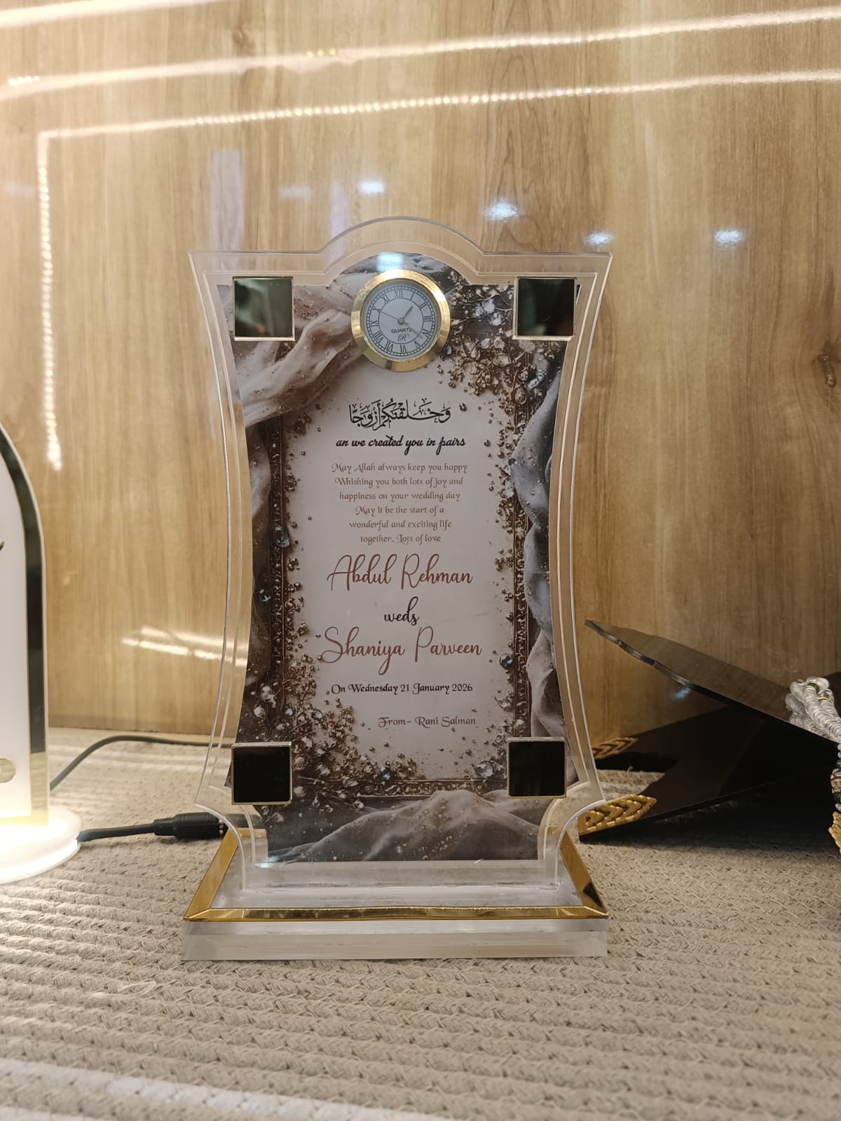 Personalized Wedding Plaque with Clock