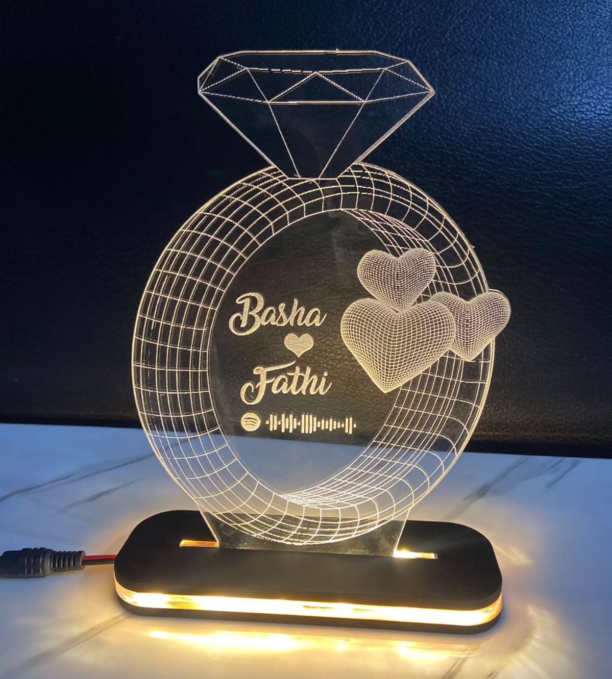 Personalized LED Acrylic Ring Keepsake