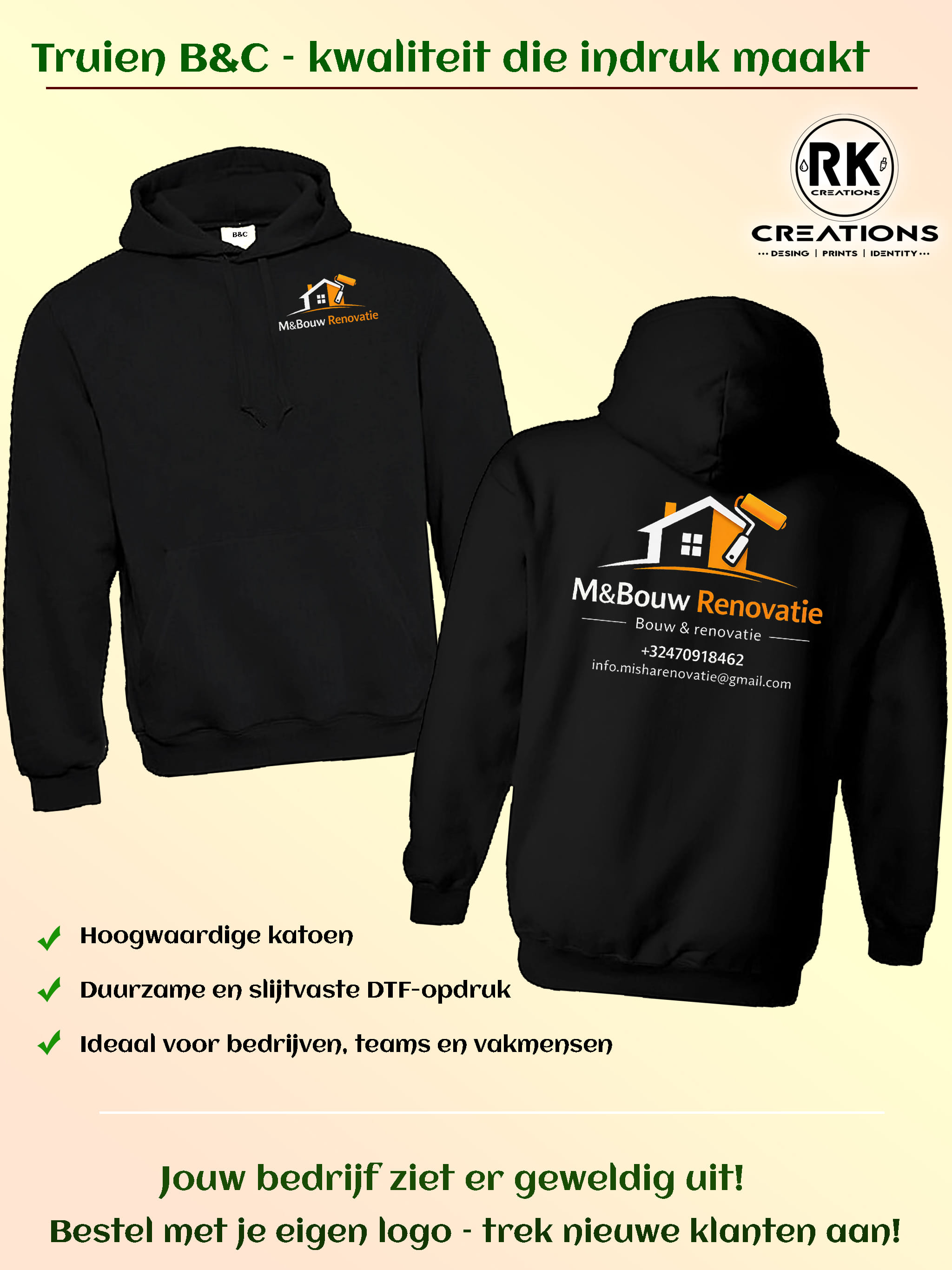 Kledingset met eigen logo M&BOUW RENOVATIE