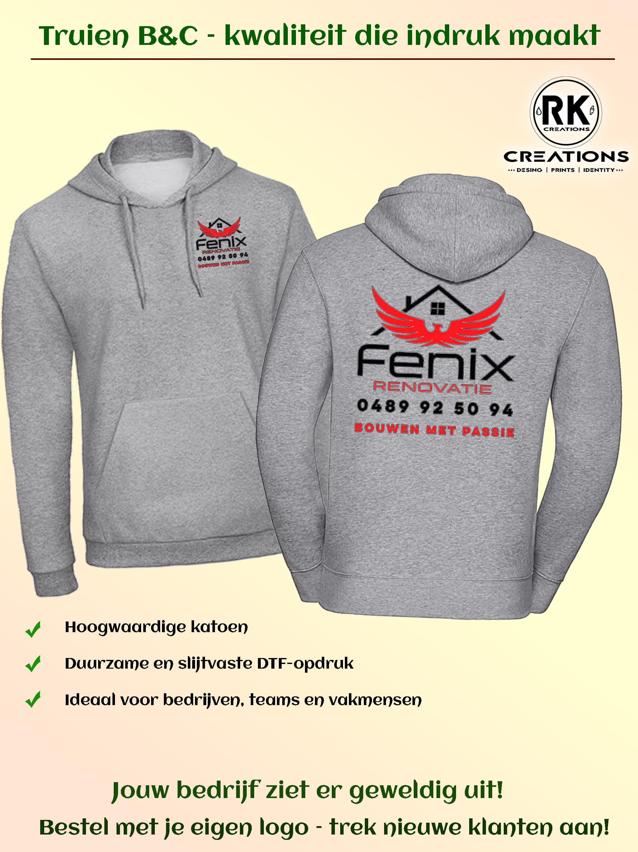 Kledingset met eigen logo FENIX RENOVATIE