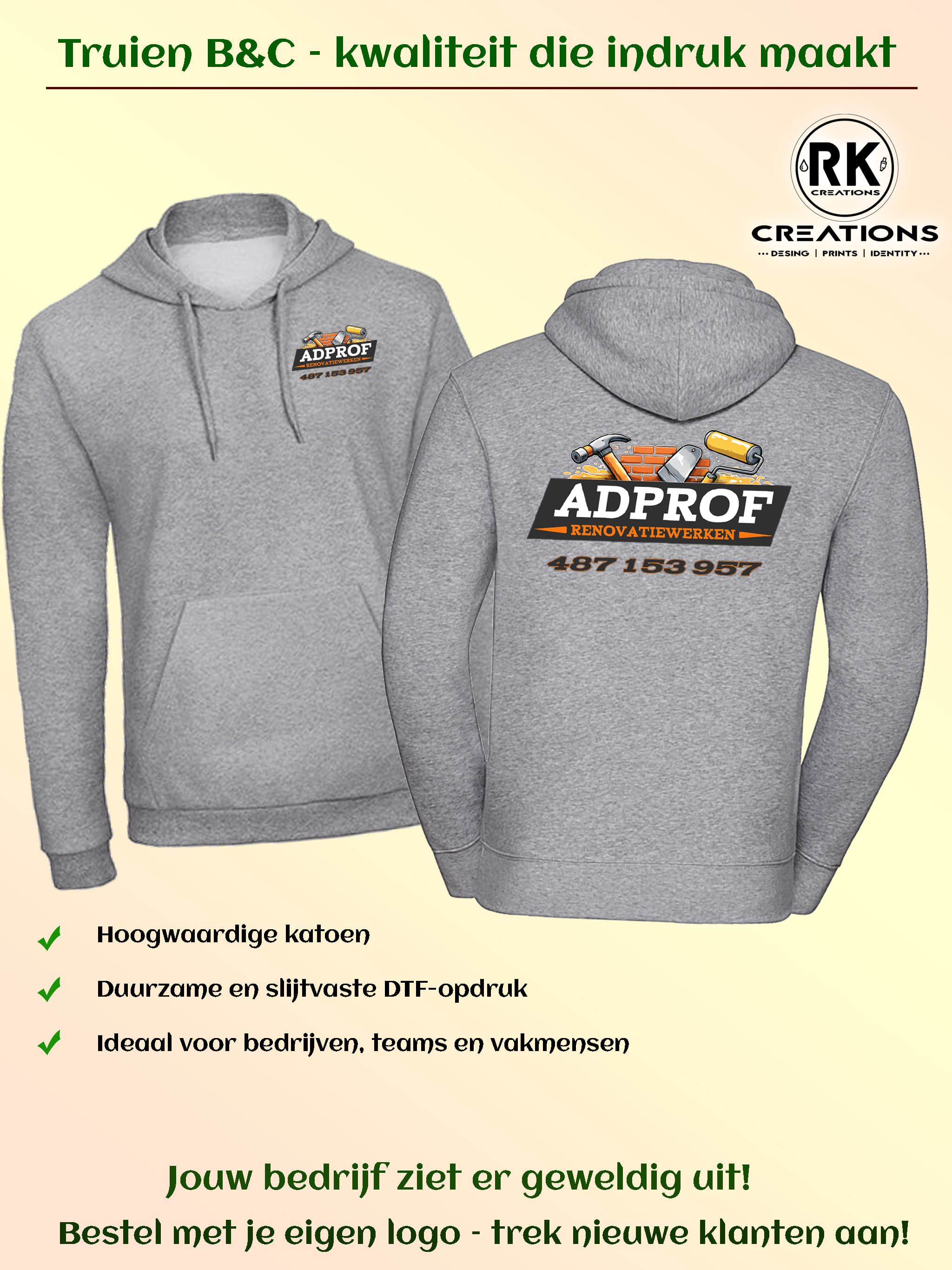 Kledingset met eigen logo ADPROF