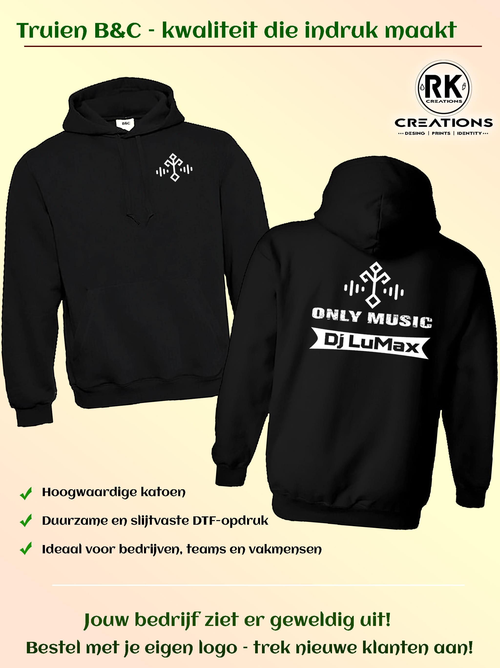 Kledingset met eigen logo DJ LUMAX