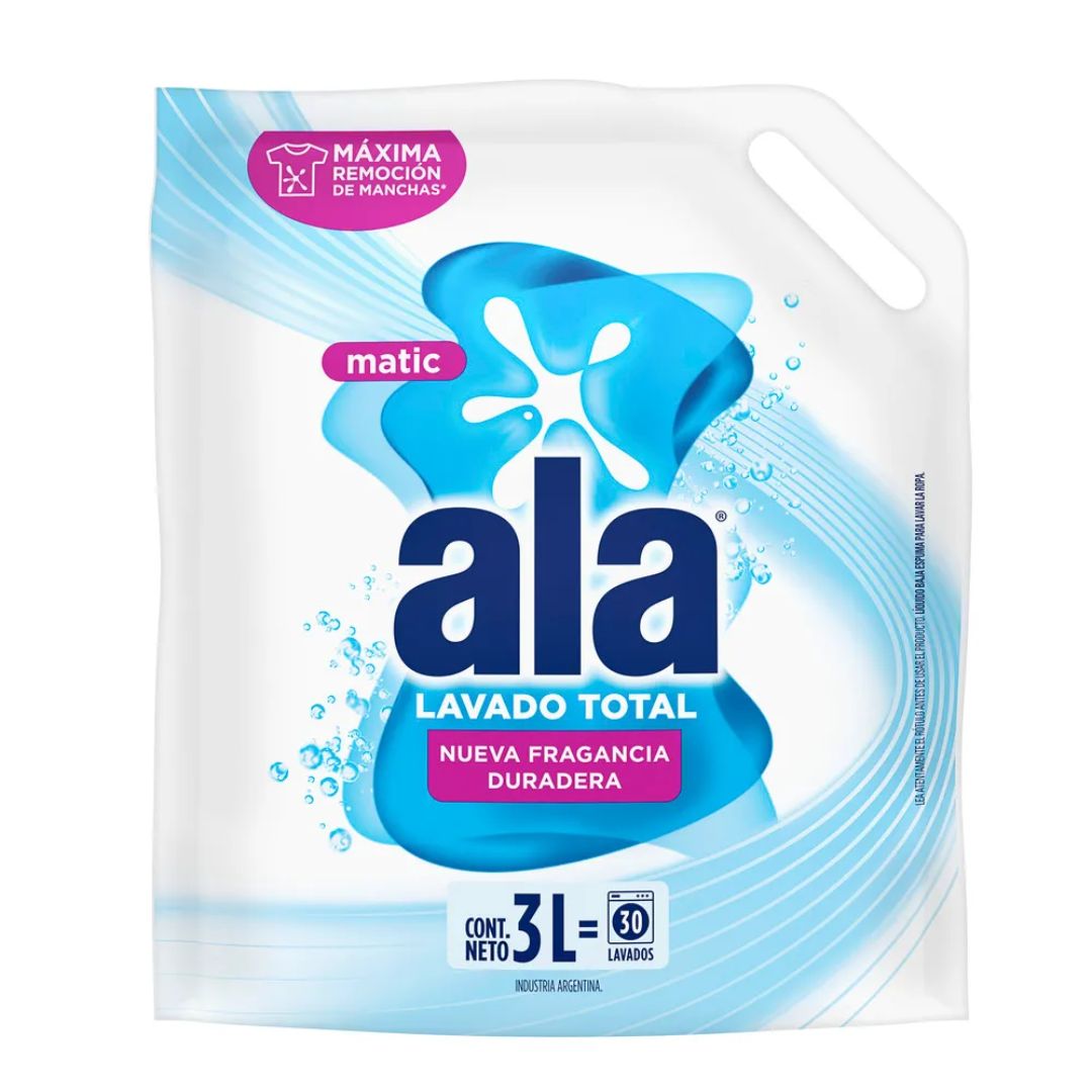 Jabón Liquido Ala Matic Maxima Blancura 3 L