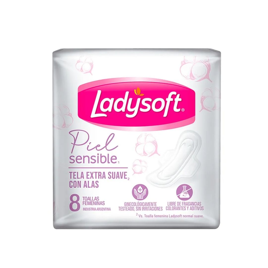 LadySoft Toallas Femeninas Piel Sensible - 8 unidades