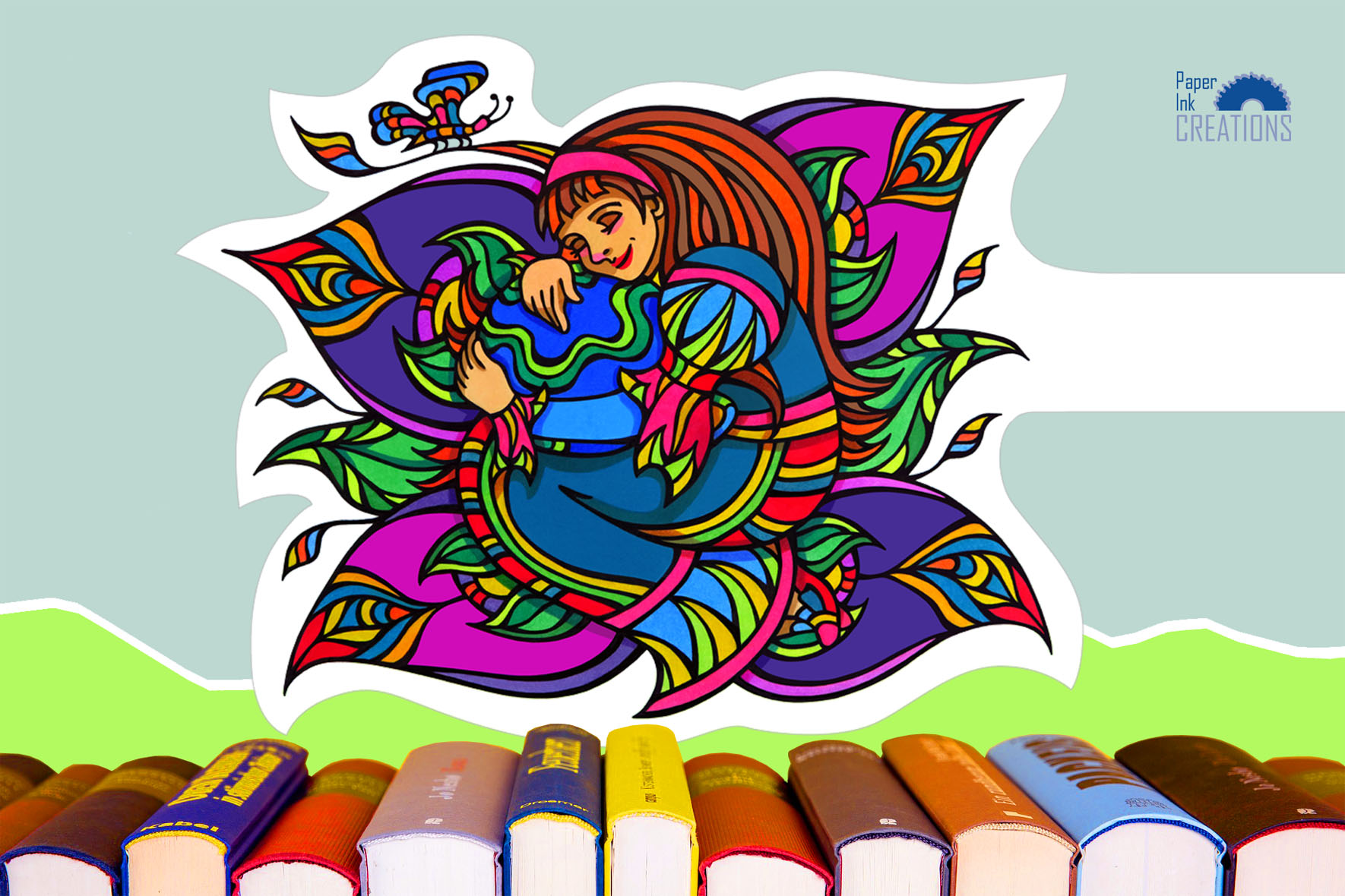 THE BLOOMING FLOWER printable and foldable bookmark