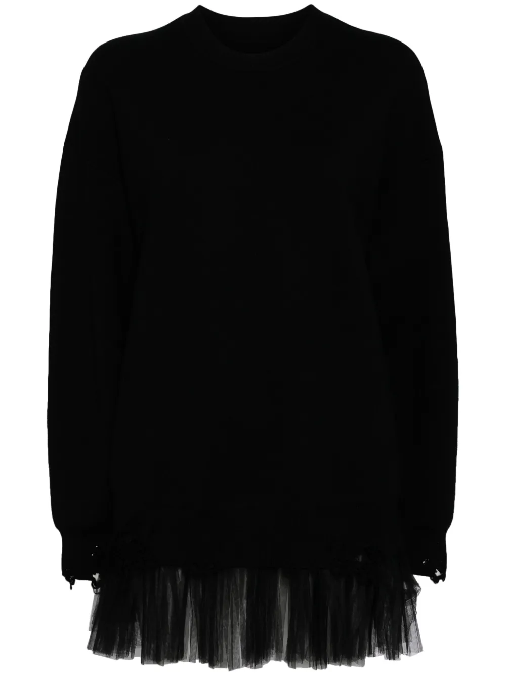 Black Tulle Hem Sweater Dress
