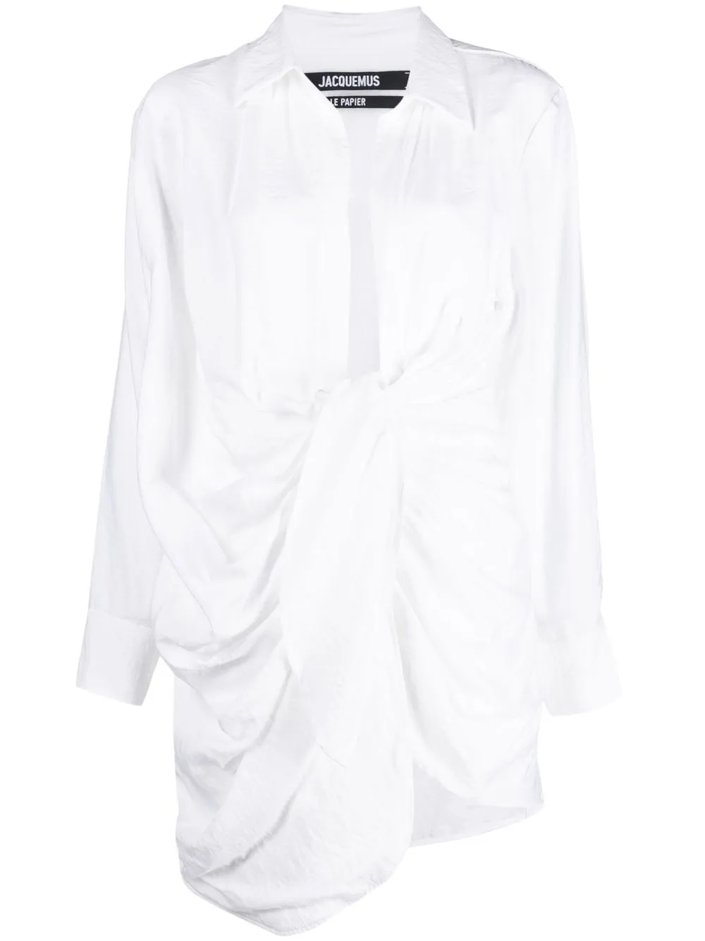 White Draped Shirt Dress