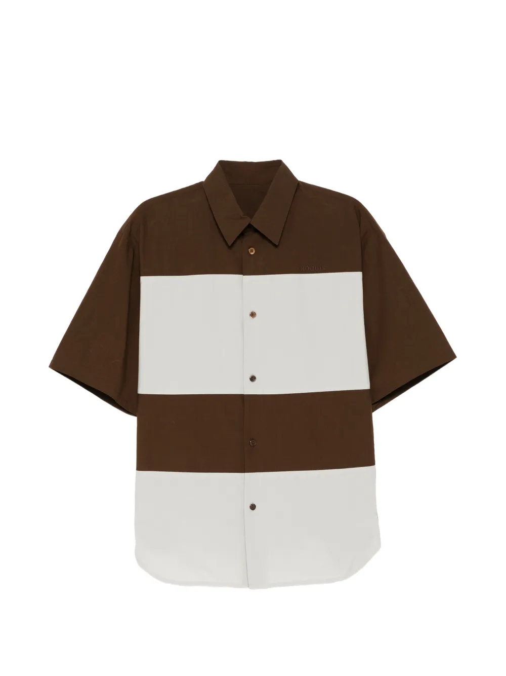 Brown and White Color Block Shirt