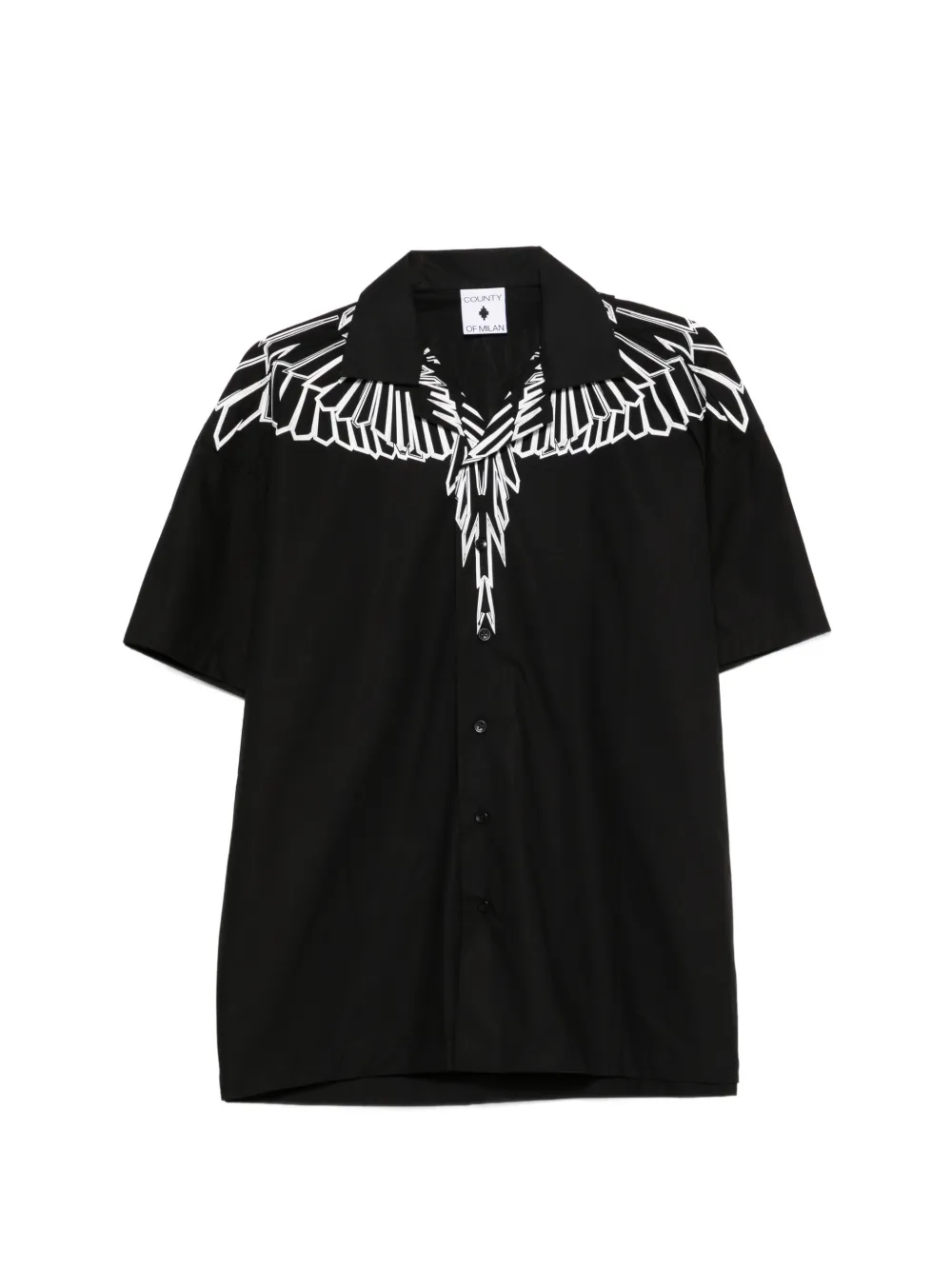 Black Short Sleeve Shirt with Wing Print