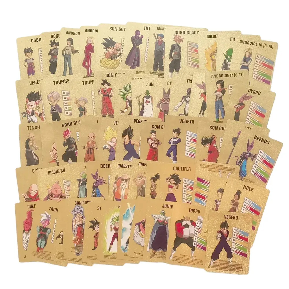55 Anime Dragon Ball Z Game Toys Goko 24k Gold Foil Plated Cards