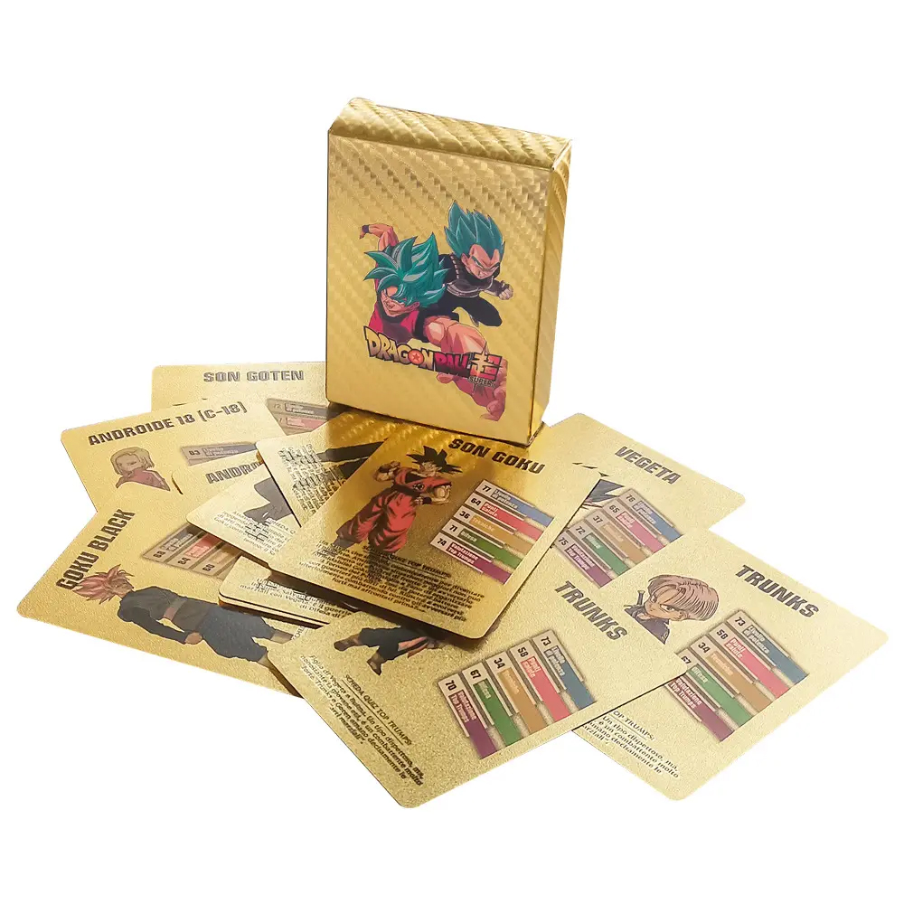 55 Anime Dragon Ball Z Game Toys Goko 24k Gold Foil Plated Cards