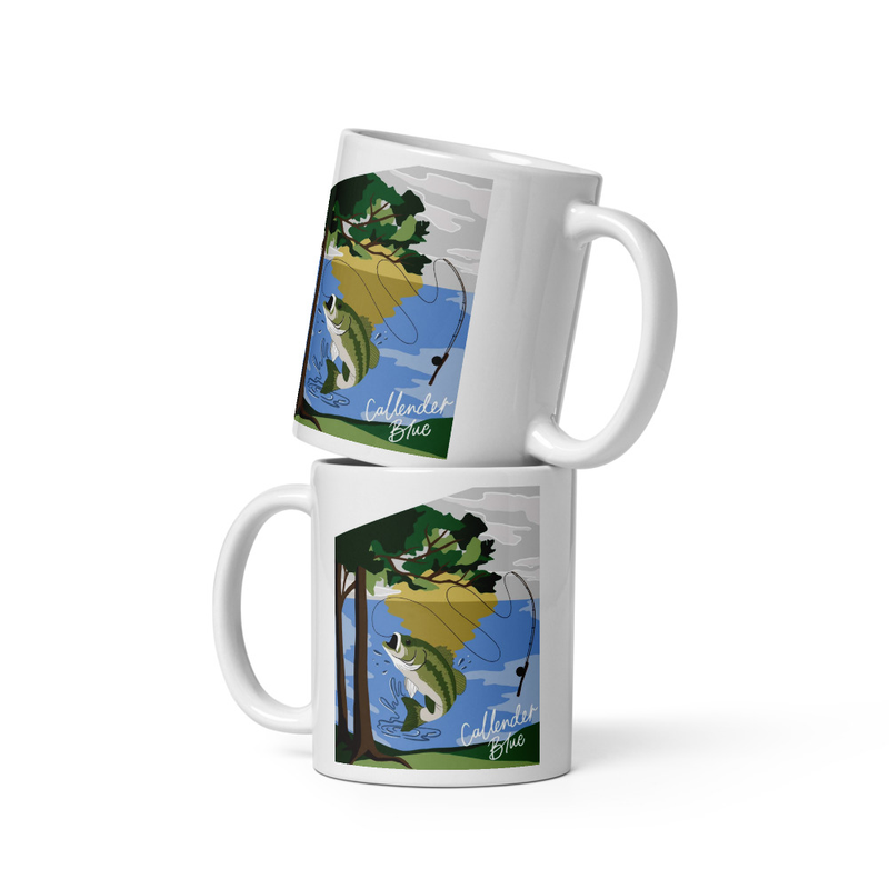 White glossy Callender Blue mug