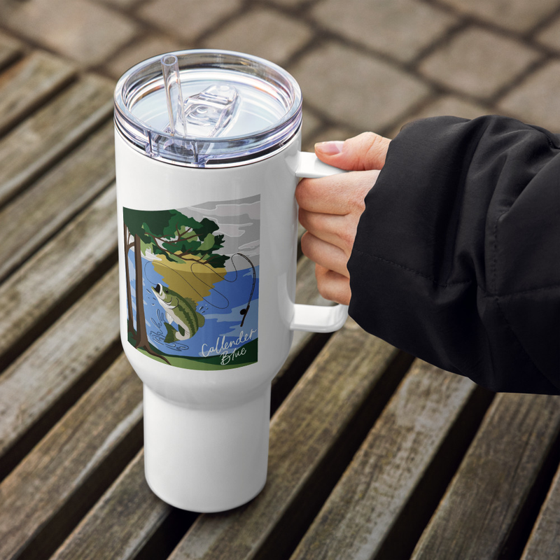 Callender Blue Travel mug with a handle