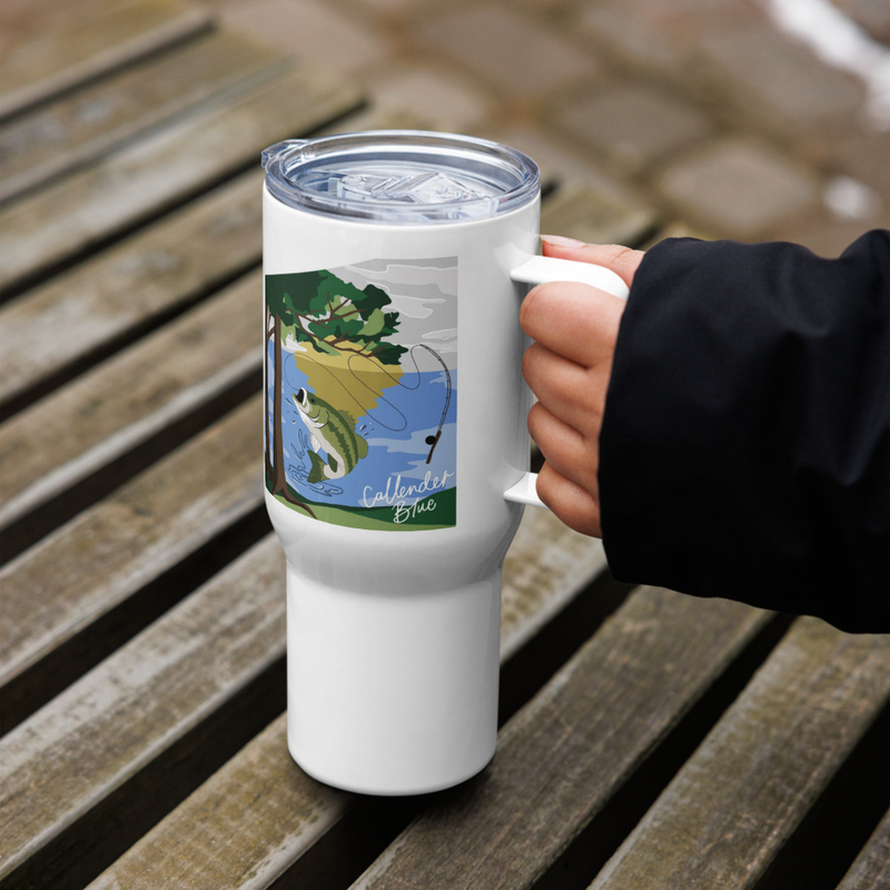 Callender Blue Travel mug with a handle