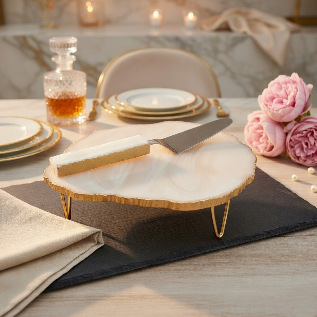 Resin Cake Stand with Spatula