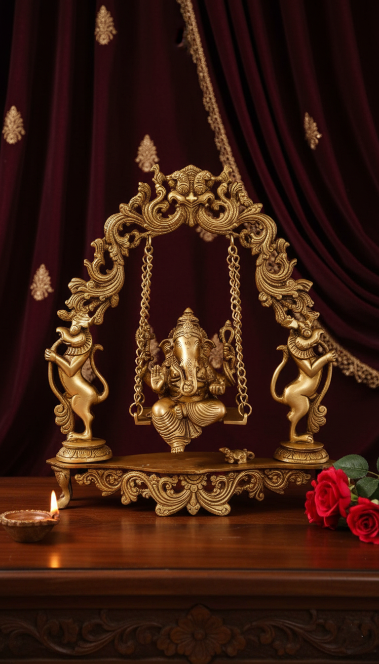 Brass Ganesha Swing Idol