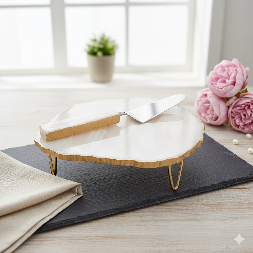 Resin Cake Stand with Spatula
