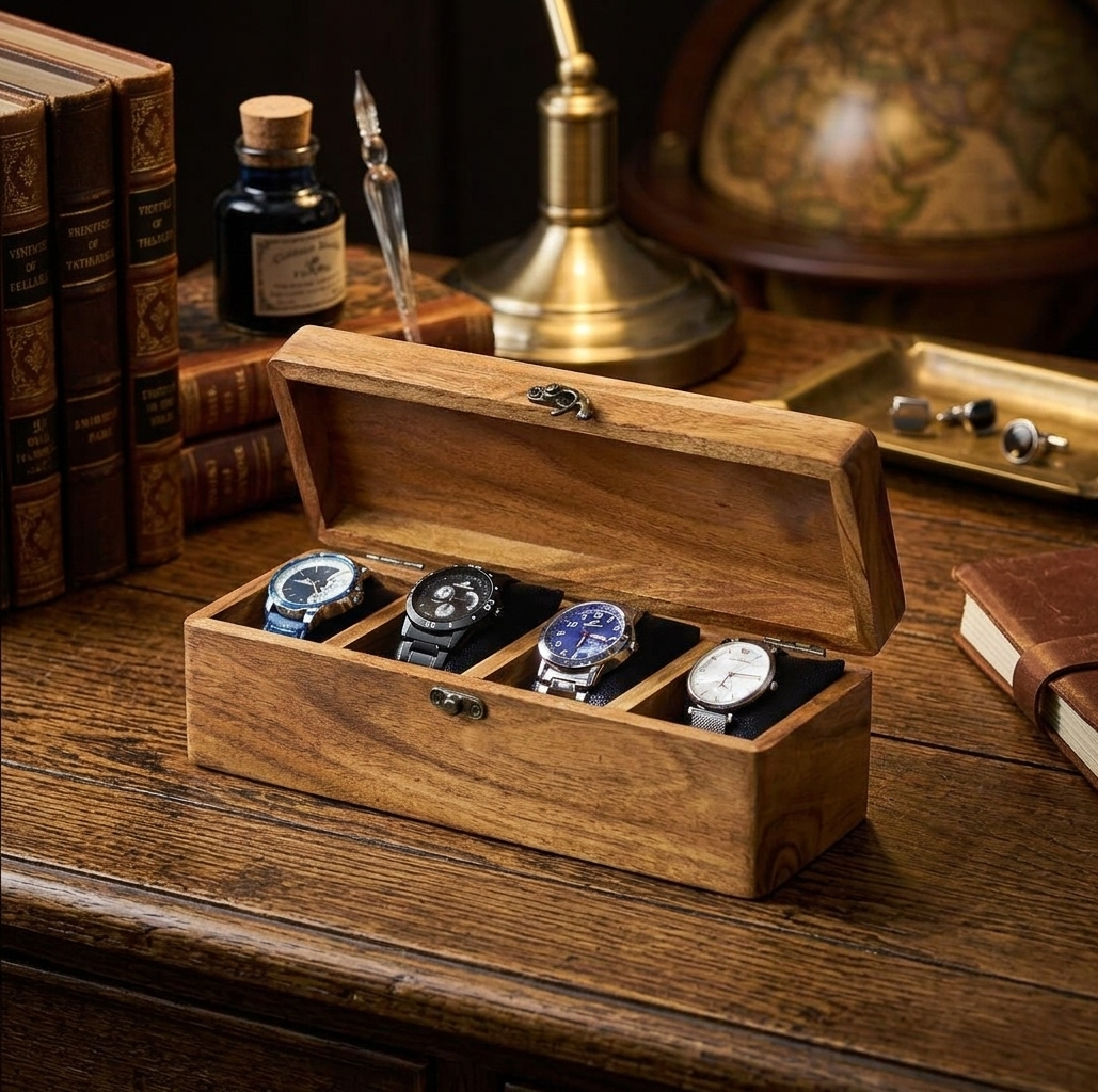 Wooden Watch Box (4 Slots)