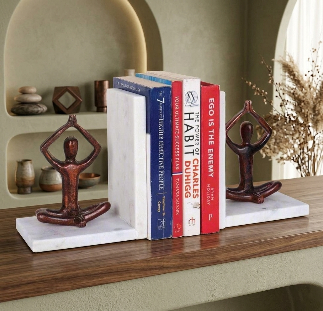 Bookend With Yoga Figurines