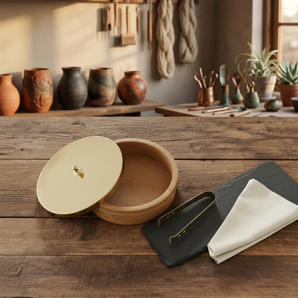 Brass & Wood Roti Box